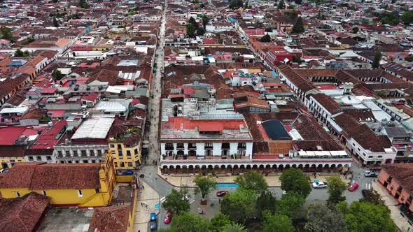 Chiapas San Cristobal de Las Casas Aerial Drone View City Park Highlands Mexico Cultural Destination