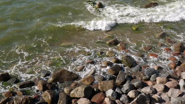 Baltic Sea Shore with Stones and Waves