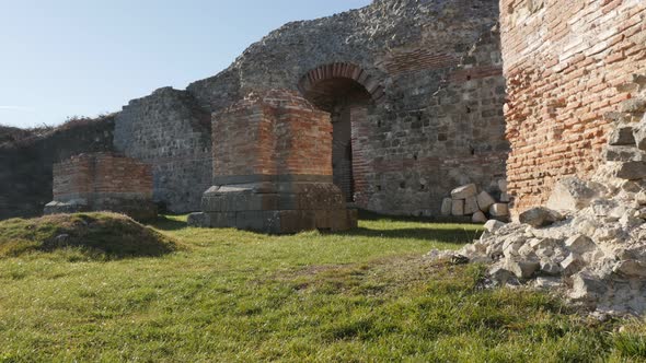 GAMZIGRAD, SERBIA - DECEMBER 25, 2017  Ancient palace complex of  Felix Romuliana built by Roman Emp