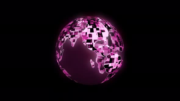 Technology Pink Color Glowing Planet Earth Rotated