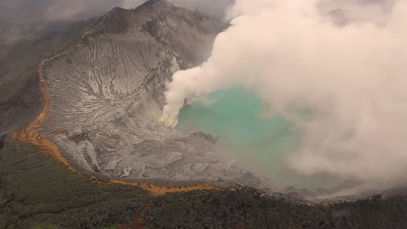 Aerial view of Gn. Merapi hot sprint, Indonesia.