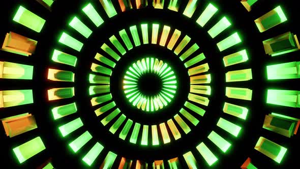 Green And Golden Lantern Neon Kaleidoscope Background Vj Loop 4K