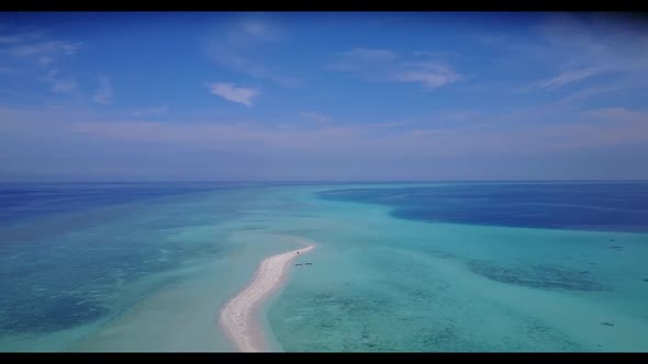 Aerial drone shot abstract of marine coastline beach lifestyle by clear sea and white sand backgroun