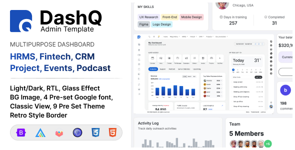 DashQ - Multipurpose Bootstrap 5 Dashboard Admin & HTML Template