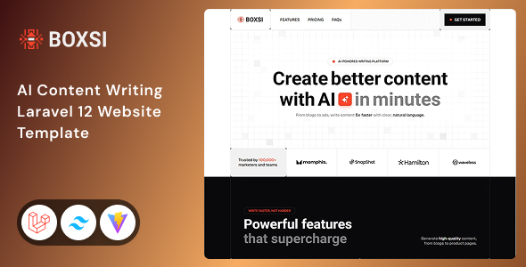 Boxsi - AI Content Writing Laravel & Tailwind Website Template