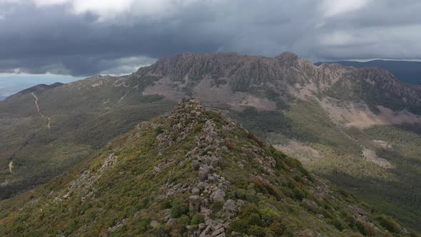 Trestle Mountain, Wellington Park, Tasmania, Australia 4K Aerial Drone