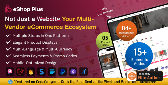 eShop Plus - Multi Vendor eCommerce, Multi Module Website in Laravel