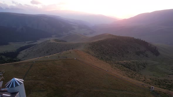 Two Large Telescope Domes at Sunset