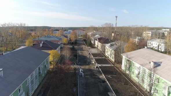 Aerial view of Reconstruction of a pedestrian boulevard in a provincial town 03