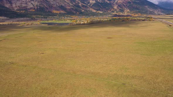 Teton Range and Meadow on Autumn Cloudy Day