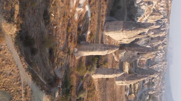 Vertical Video Cappadocia Landscape Aerial View