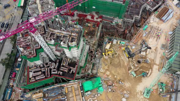 Top down view of construction site in Hong Kong