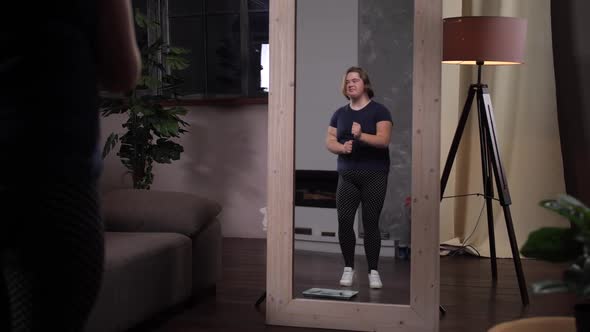 Losing Weight Disabled Girl Dancing By Mirror