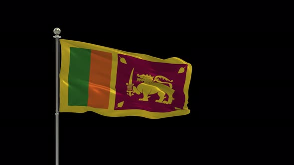 Sri Lanka Flag Pole Looping  Animation Include Alpha Channel alt