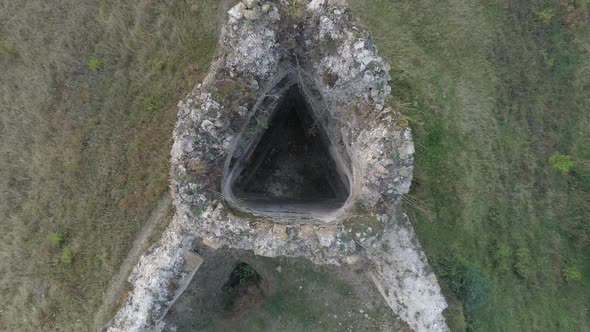 Aerial of a destroyed tower