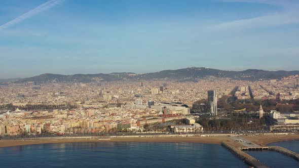 Aerial View on Barcelona From the Seaside