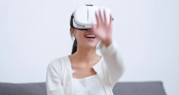 Woman watching on VR device