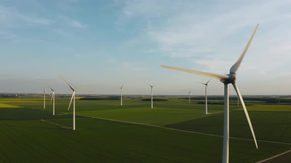 Wind turbine in a green field