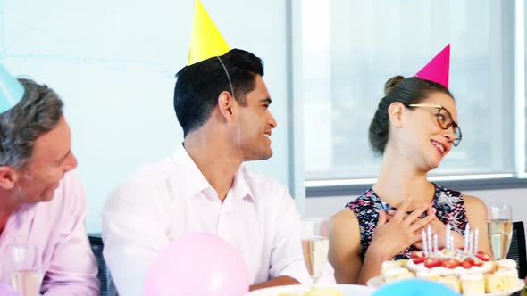 Executives celebrating a colleague birthday