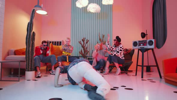 Professional Male Dancer Voguing in Studio with Trendy Interior