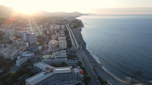 Aerial View Alanya Turkey  Resort Town Seashore