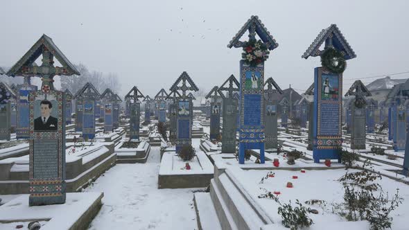 The Merry Cemetery in Sapanta during winter 