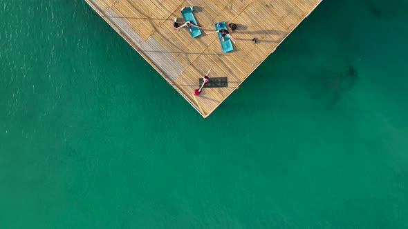 Yoga by the sea aerial view Turkey Alanya 4 K