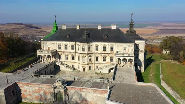 Aerial View of Haunted Castle of Pidhirtsi, Ukraine