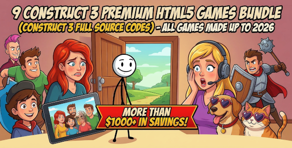 9 Premium C3 HTML5 Games Bundle (Construct 3 Full Source Codes) - All Games Made up to 2026