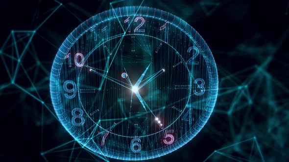 Wall Clock Hologram Close Up 4k alt