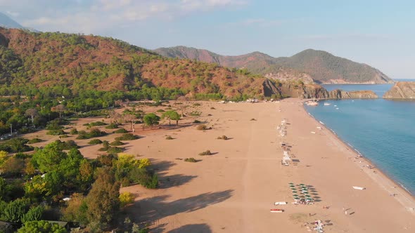 Aerial View of the Cirali Beach at Mediterranean Sea in Antalya Province Turkey