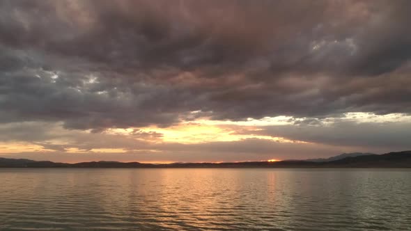 Colorful sunset over Utah Lake