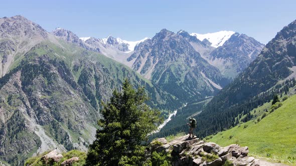 Aerial Landscape of Mountain Valley in Kazakhstan