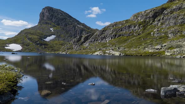 Beautiful Nature Landscape At The Peak Of Storehorn, A Norwegian Mountain In Hemsedal, Norway - time