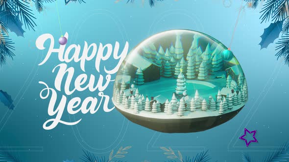 Happy New Year Glass Ball Background Blue