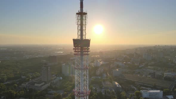 TV Tower in the Morning at Dawn in Kyiv, Ukraine