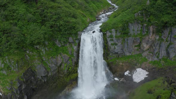 The Calm Waterfall on Kamchatka Peninsula Russia