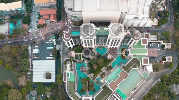 Siam and Rachathewi Districts Aerial Views, Rooftop Bar, in Bangkok, Thailand