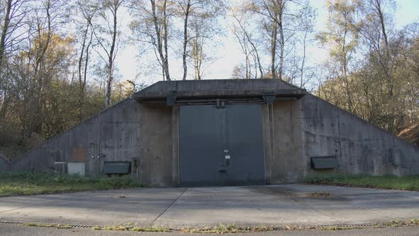 Munition bunker in forest