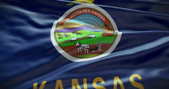 Kansas waving flag loop 4K