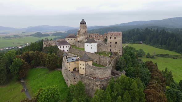 Aerial view of the castle in Stara Lubovna, Slovakia