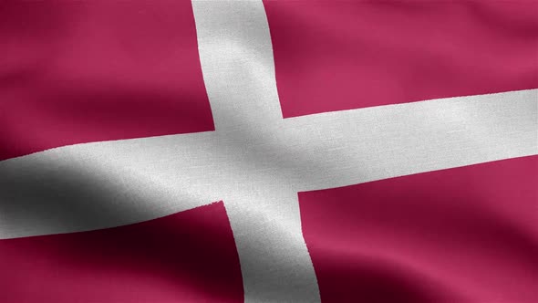 Denmark Flag Seamless Closeup Waving Animation