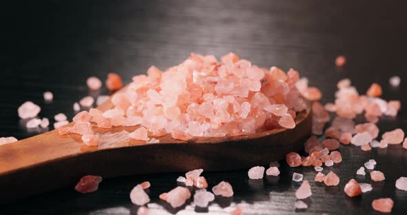 Himalayan Pink Salt in a Wooden is Used to Flavor Food