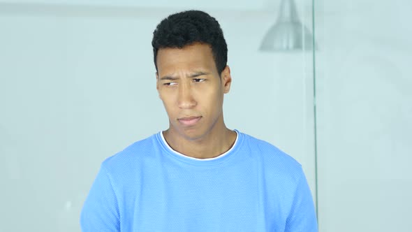 Brainstorming, Thinking Young Pensive Afro-American Man