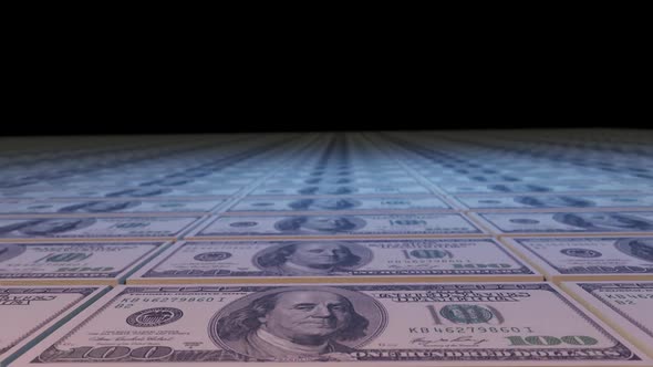 USD dollar money currency printing seamless loop animation background