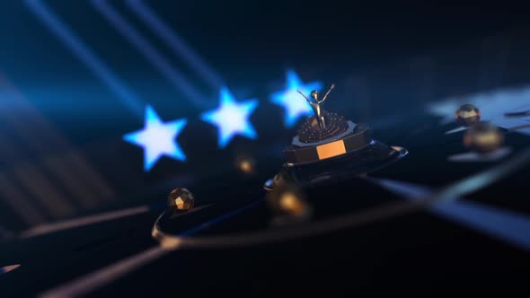 Golden 3D Award With A Star Background Movement And A Long Camera