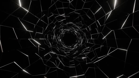 HD Flight in abstract sci-fi tunnel seamless loop. Futuristic motion graphics