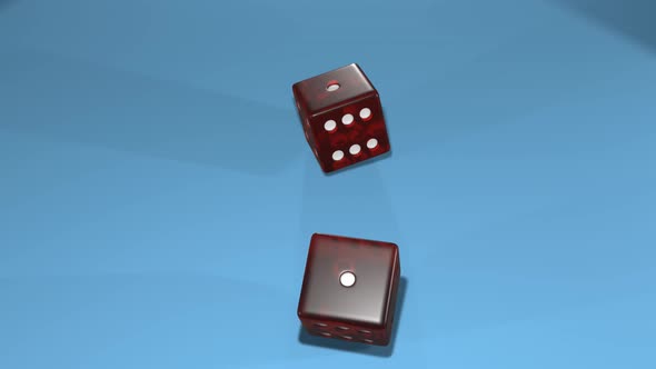 Dice falling on gambling table.