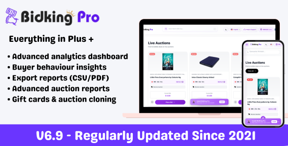 Advanced Auction Bidding System with Analytics, Reports & Multi Vendor Marketplace - BidKing Pro