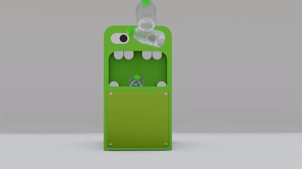 recycle bin eats garbage. funny animation